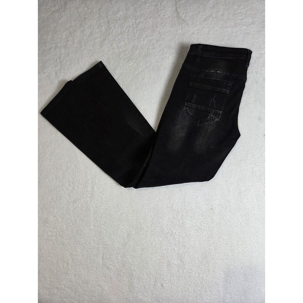 Kilogram Jeans Mens 34x31 Black Skinny Moto Biker Distressed Zipper Pockets Emo